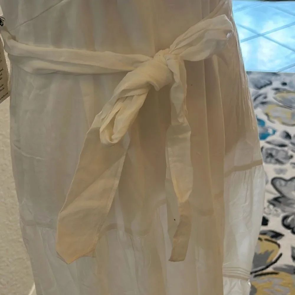 St. Roche 8 Nightingale Tiered Midi Dress Milky White Ruffled Eylet Lace Trim Ne — image 6 of 8